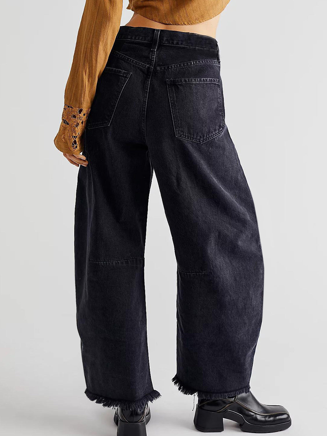 Raw Hem Wide Leg Jeans