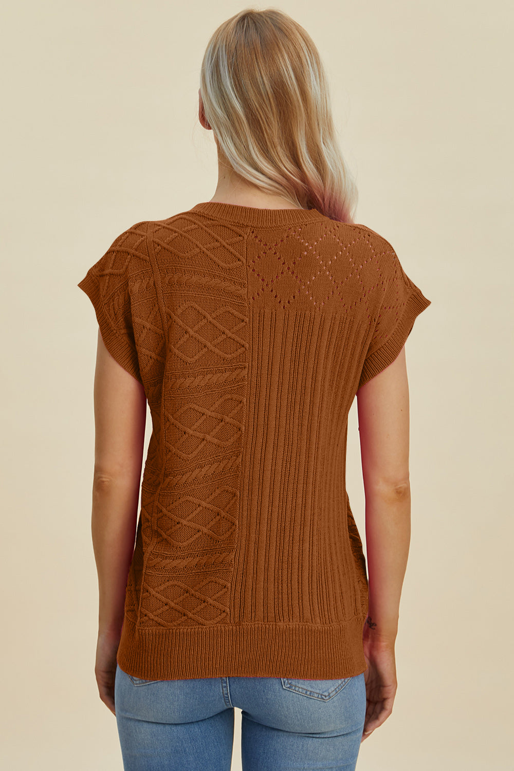 Cable-Knit Cap Sleeve Sweater